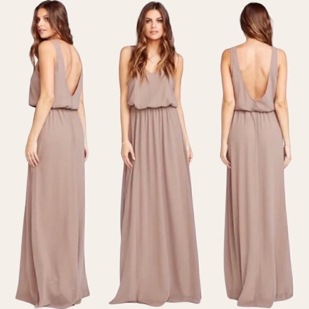 Show Me Your Mumu Kendall Maxi Dress XL Dune Tan Chiffon Bridesmaid Formal